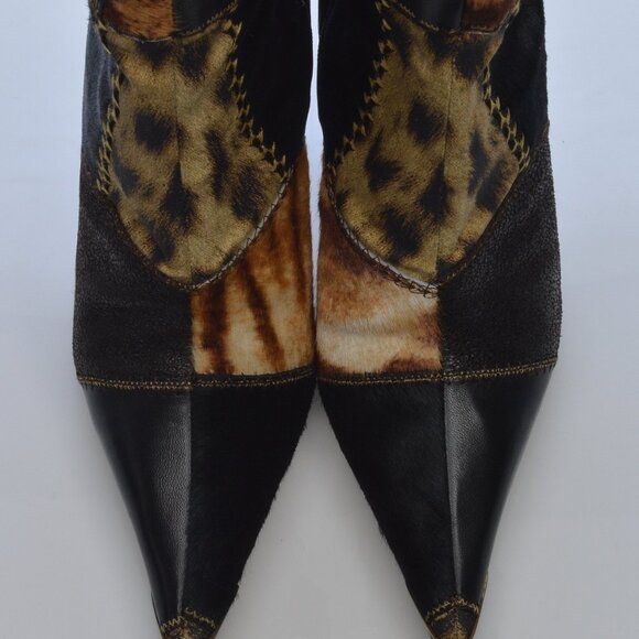 Roberto Cavalli Signature Pony Hair Calfskin Jaguar Print Boots 36 with Box - Picture 11 of 16